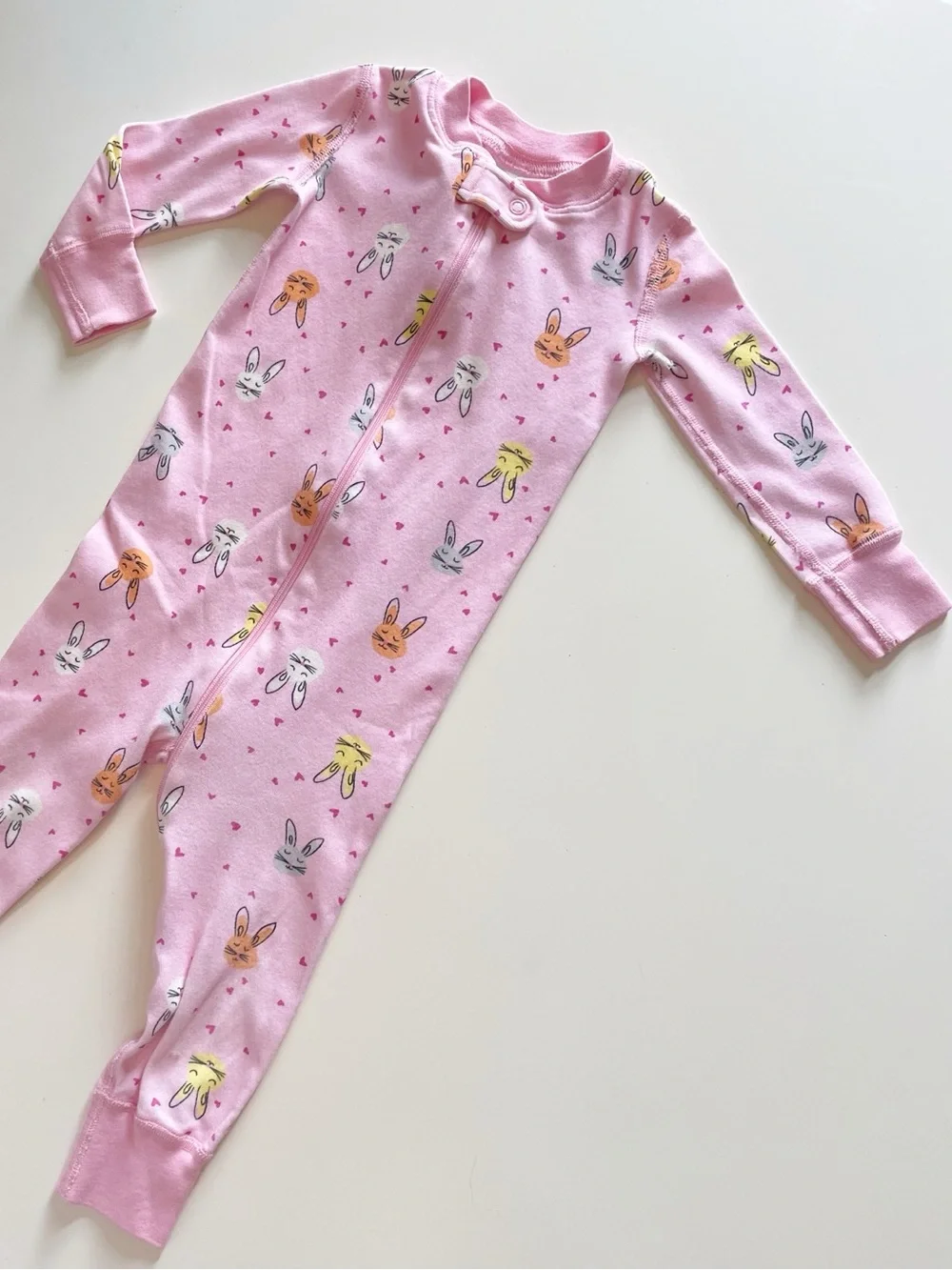 Hanna Anderson Organic Pink Bunny Rabbit Zipper Footless Sleeper | 18-24m